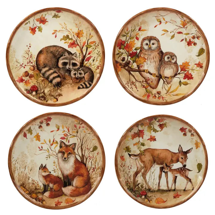 Piatto da dessert Autunnali Pine Forest – 4 Fantasie Assortite