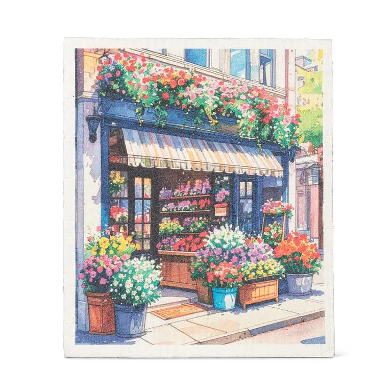 Panno Svedese con Negozio di Fiori