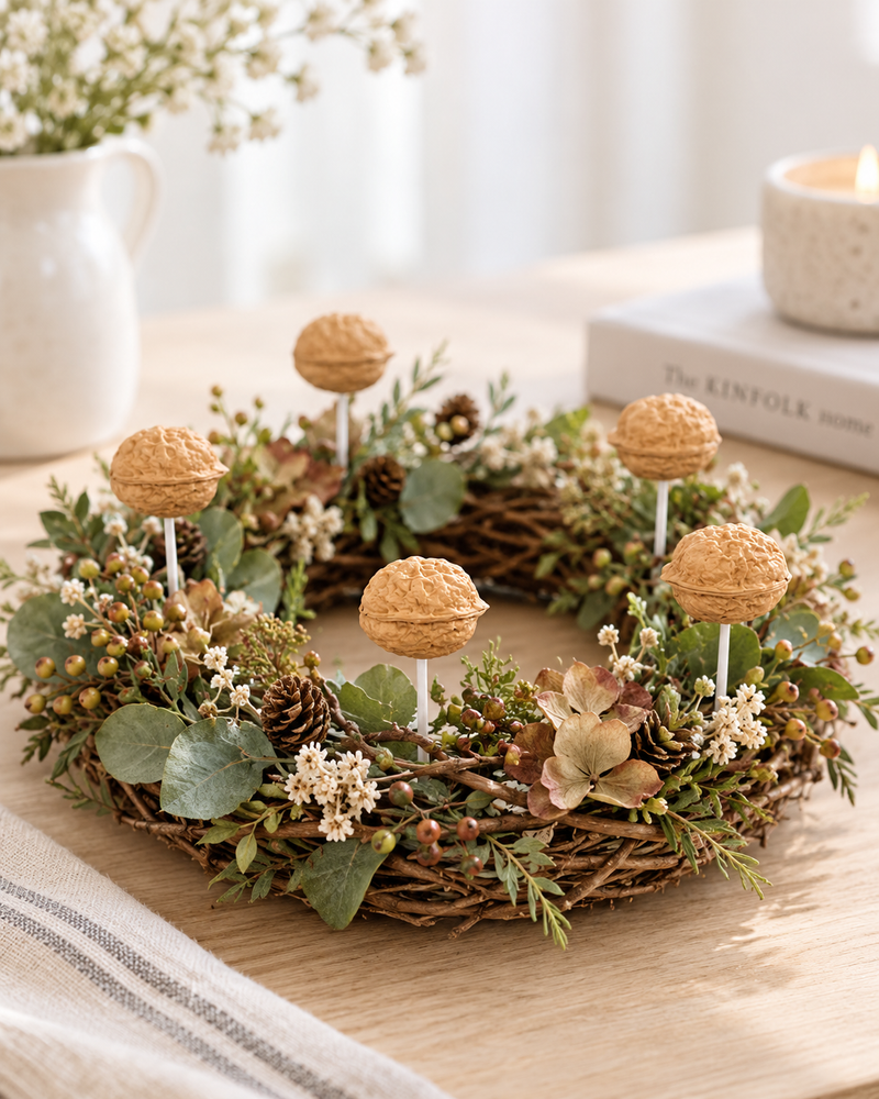 Pick con noce decorativa beige 5 x 3 cm
