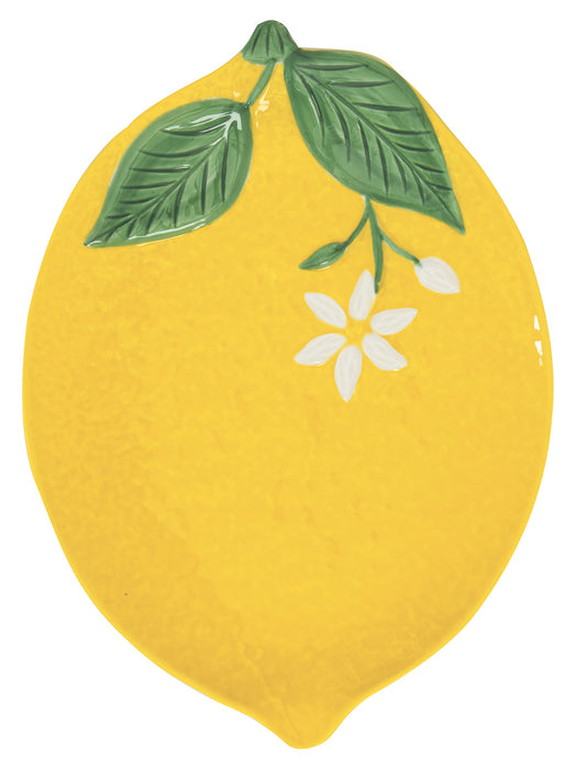 Piattino in porcellana  a forma di limone 25 X 18,5 cm -Fleurs et