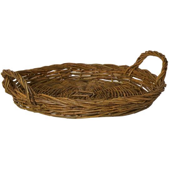 Vassoio Rotondo in Salice Intrecciato con Manici 40 cm
