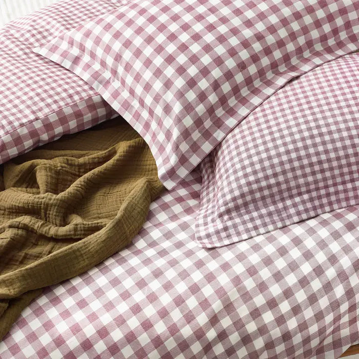 Set copripiumino reversibile o coperta Matrimoniale a quadretti Rosa