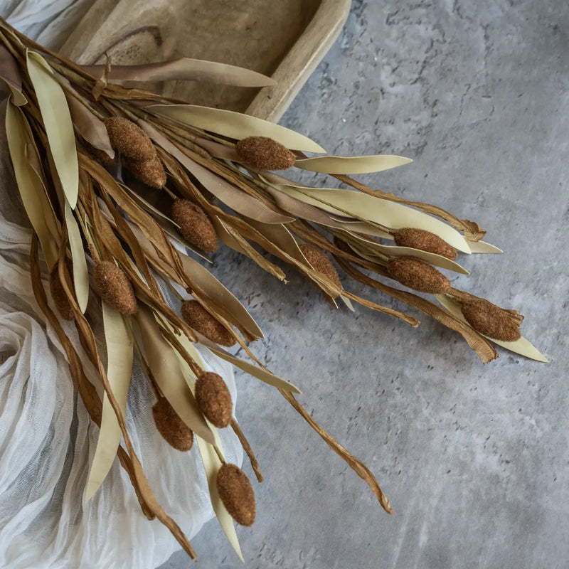Mazzo Decorativo con Foglie e Spighe Naturali 57 cm