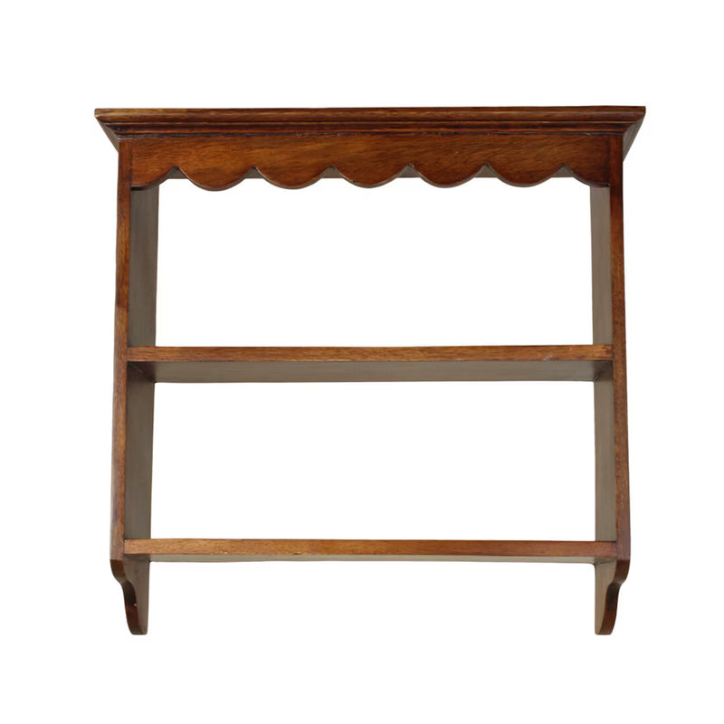 Mensola da Parete in Legno Marrone con Bordo Ondulato Stromshaga