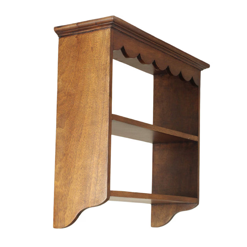 Mensola da Parete in Legno Marrone con Bordo Ondulato Stromshaga