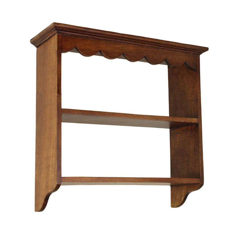Mensola da Parete in Legno Marrone con Bordo Ondulato Stromshaga
