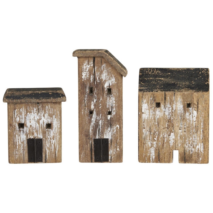 Case decorativa in legno con tetto nero  Nautico set di 3