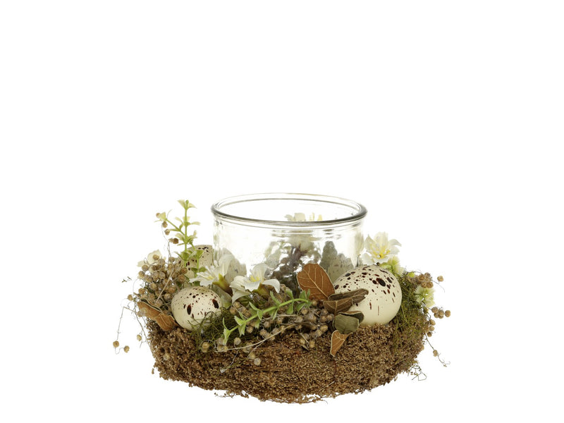 Portacandela con uova e fiori - Arredo Casa da Sogno