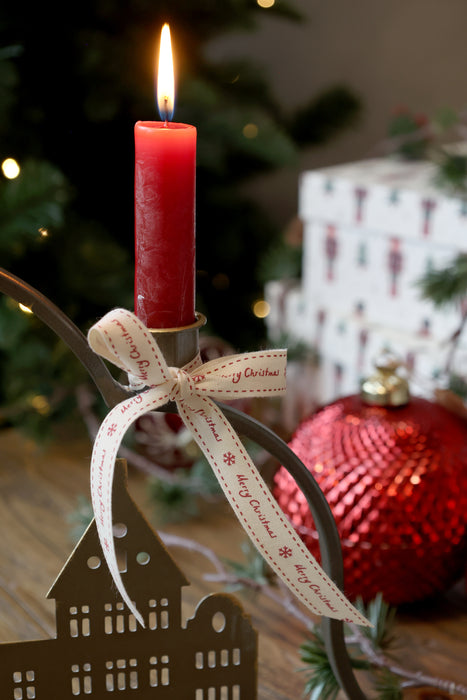 Nastro “Merry Christmas” in Tessuto Crema – Chic Antique