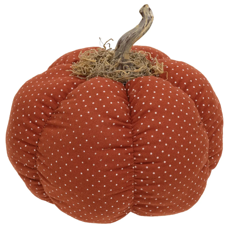 Zucca Decorativa Autunnale in Tessuto a Pois arancione