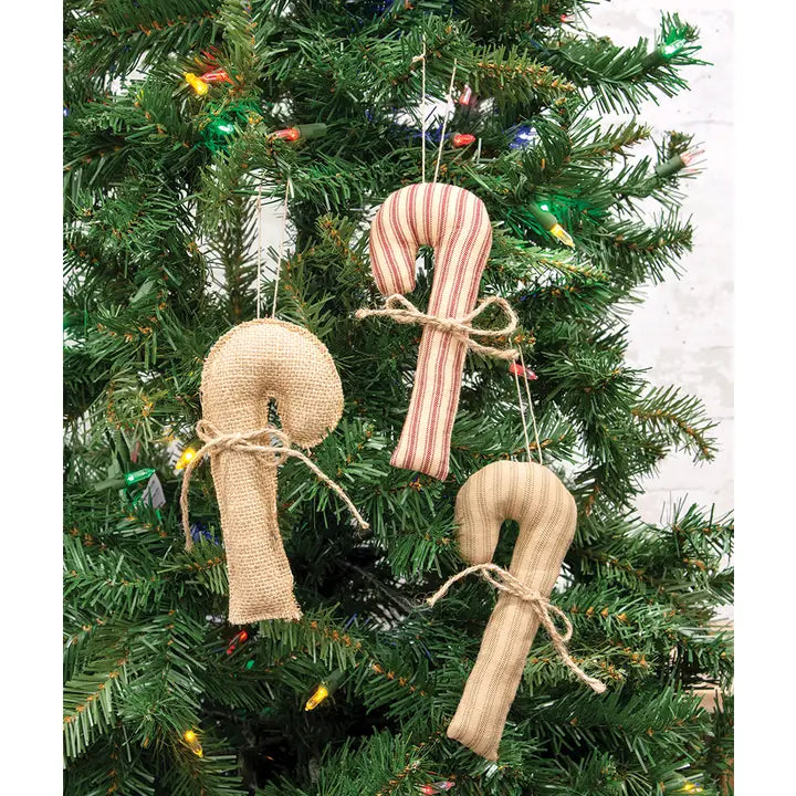 Candy cane fabric decorations
