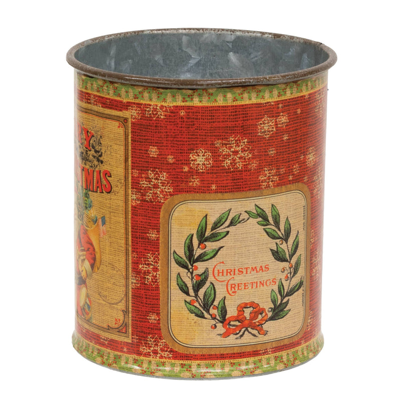 Barattolo di latta vintage con Babbo Natale
