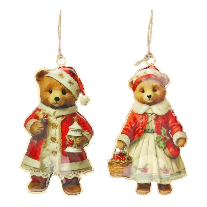 Set di 2 orsetti natalizi in metallo H 13 cm - Wurm