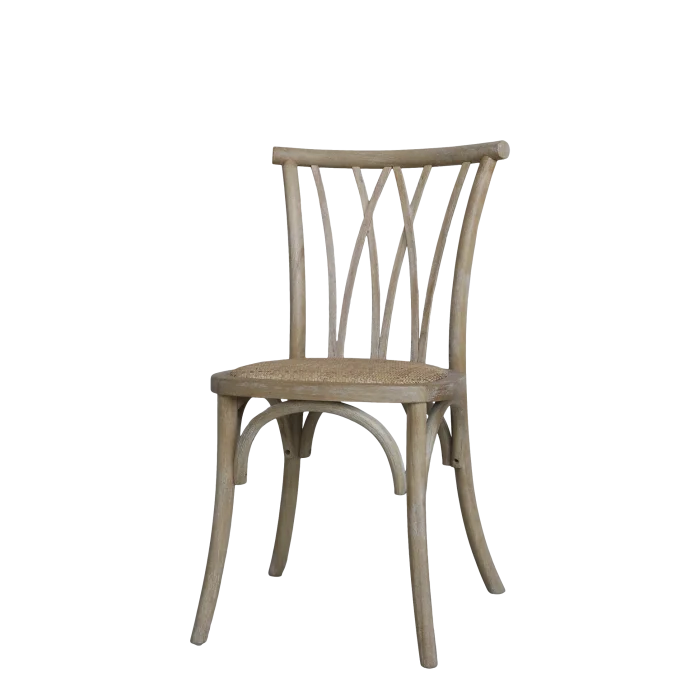Sedia Francese in Legno di Caucciù e Rattan Naturale Chic Antique