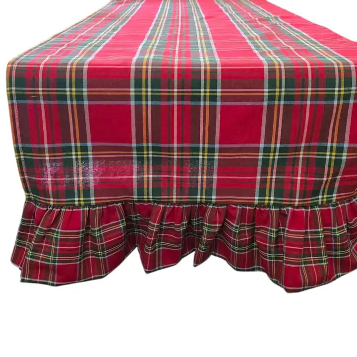 Runner da Tavola Tartan Rosso con Balza in Cotone 50×180 cm