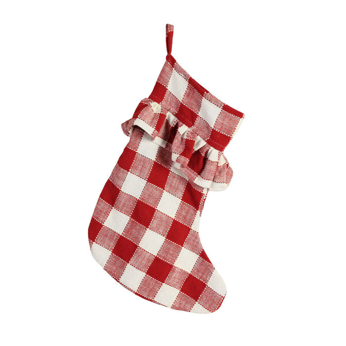 Calza di Natale a Quadri Bianco e Rosso in Cotone Stromshaga