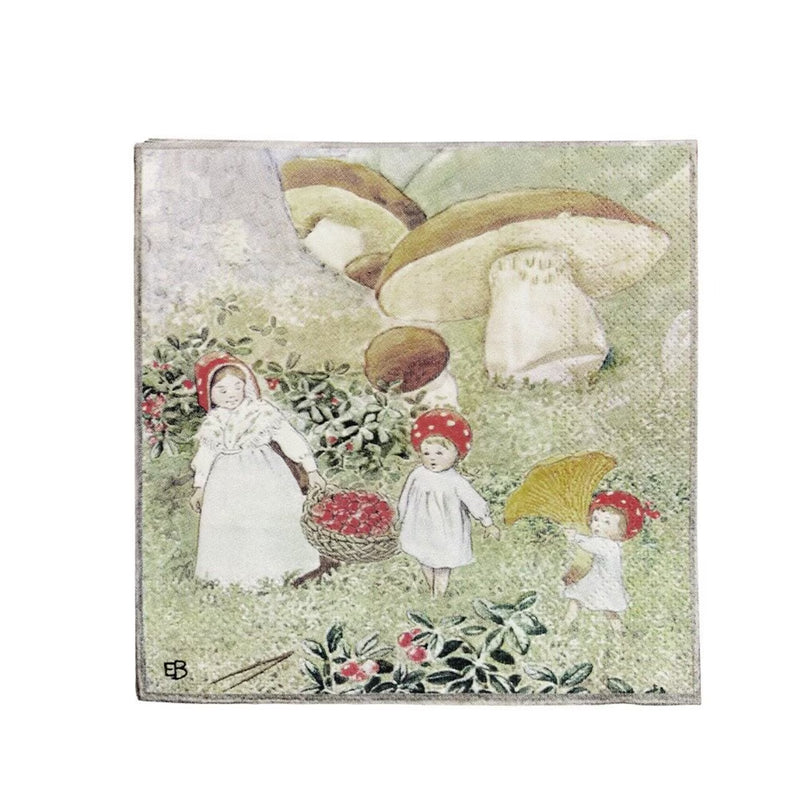 Tovaglioli di Carta Bambini nel Bosco Vintage Strömshaga – 33×33 cm, 20 Pezzi
