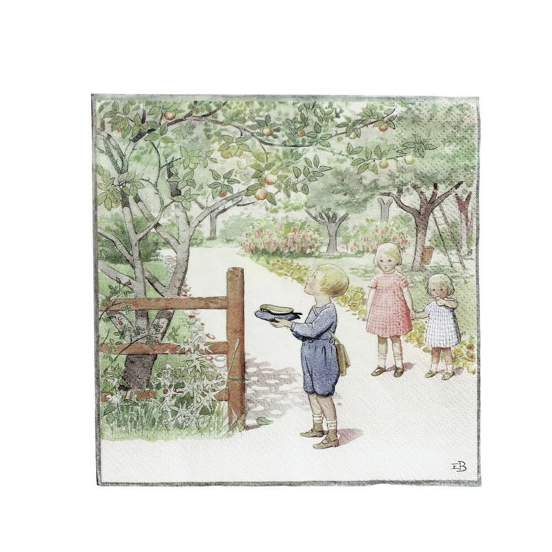 Tovaglioli di Carta Vintage Bambini nel Frutteto Strömshaga – 33×33 cm, 20 Pezzi