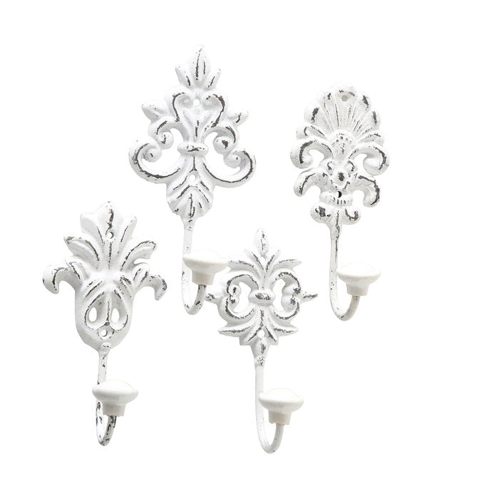 Gancio decorativo in metallo bianco anticato H17 cm – assortito