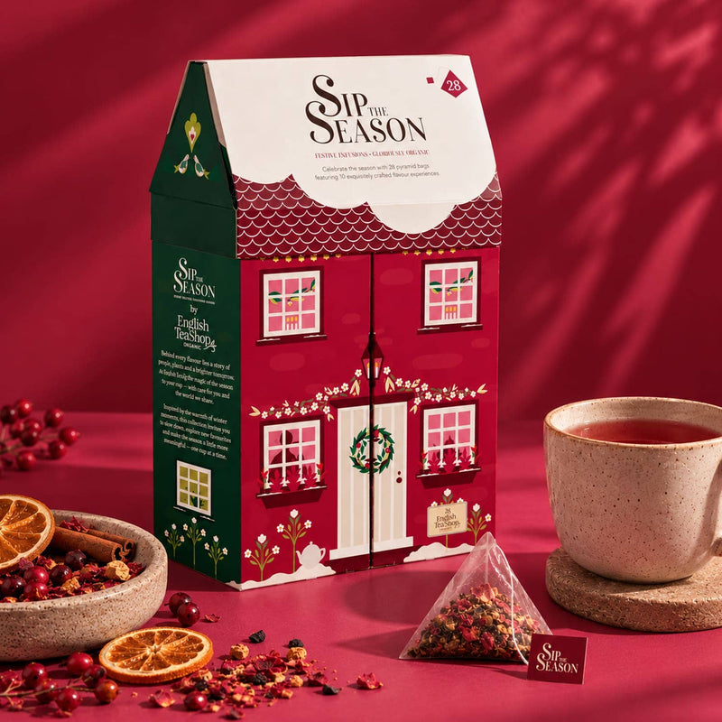 English Tea Shop - Set regalo di tè "Casa d'Inverno" biologico, 10 varietà, 28 bustine piramidali