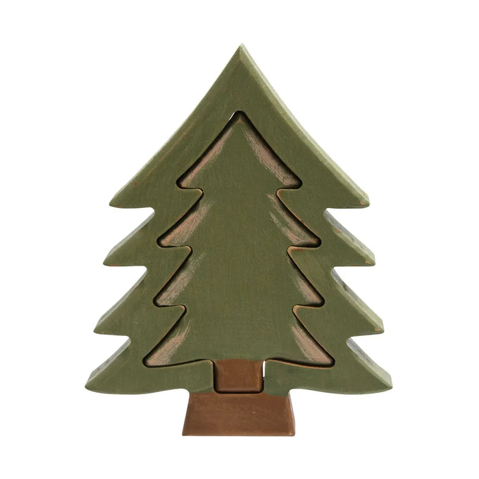 Set di 2 Alberi di Natale in Legno Artigianali
