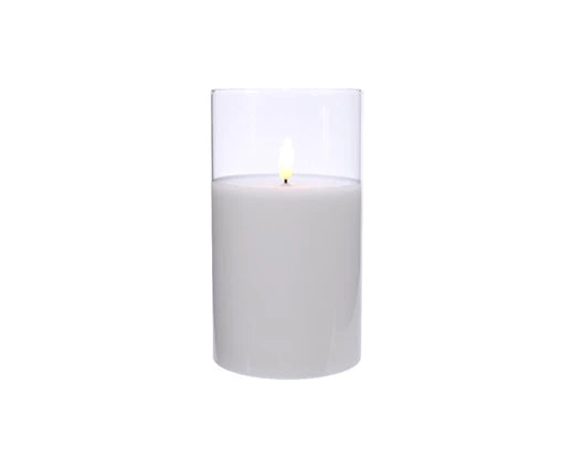 LED glass candle D 7.5 cm