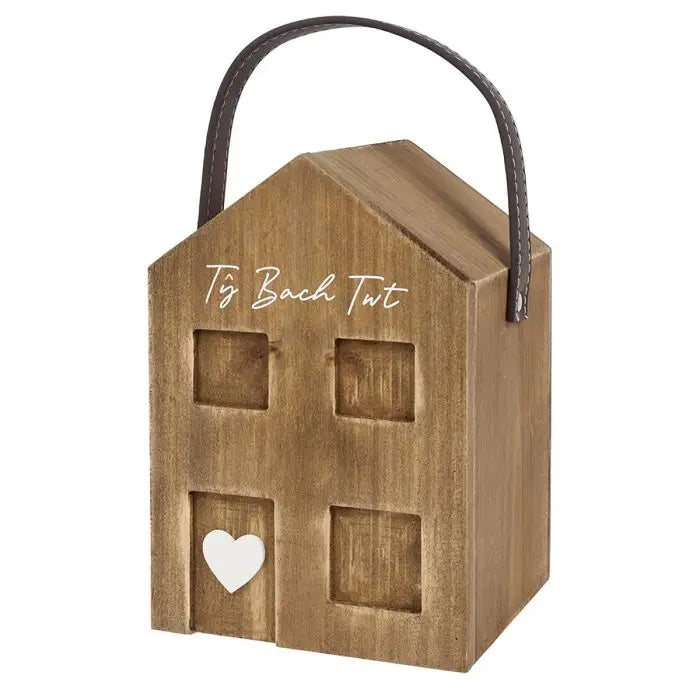 Fermaporta in Legno a Forma di Casetta con Scritta Decorativa