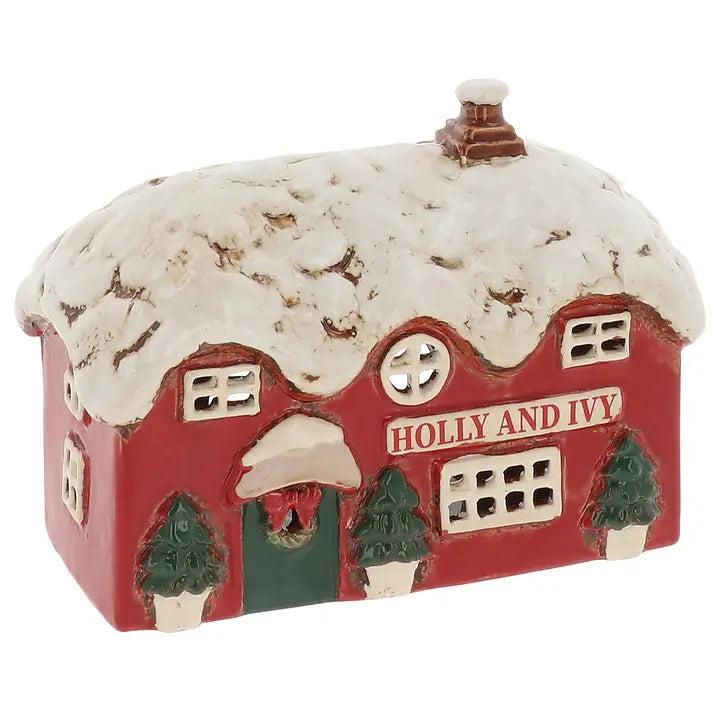 Casetta natalizia in ceramica Holly & Ivy Pub – Village Pottery