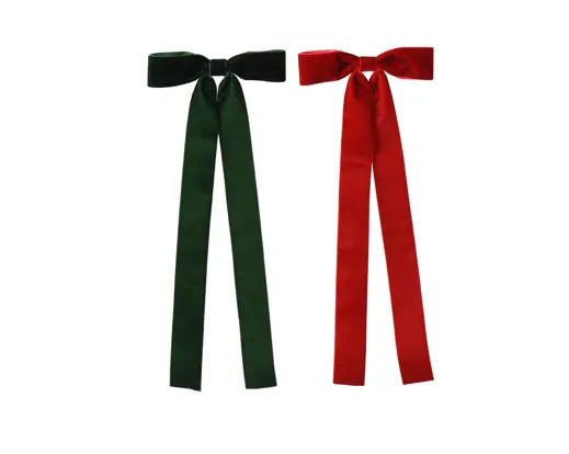 Fiocco Natalizio in Velluto con Clip H40 cm – Rosso o Verde