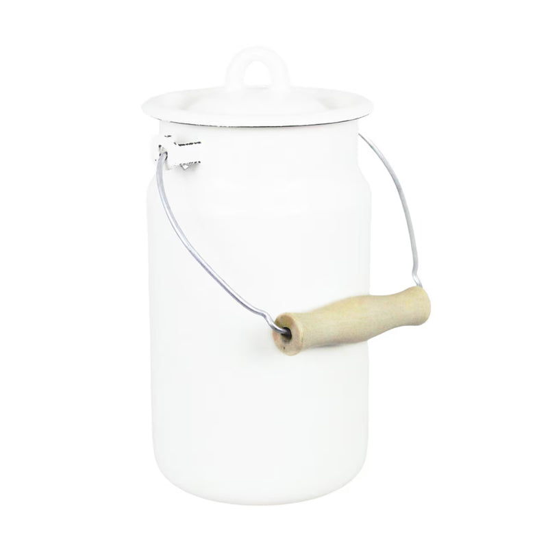 Bidone Smaltato con Coperchio 2 Litri Bianco Anticato Stromshaga