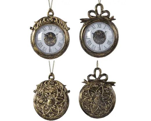 Set 2 Orologi Natalizi Vintage da Appendere all'Albero