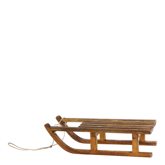 Slitta Decorativa in Legno Naturale con Corda in Juta – Chic Antique – 10 x 38 x 17,5 cm