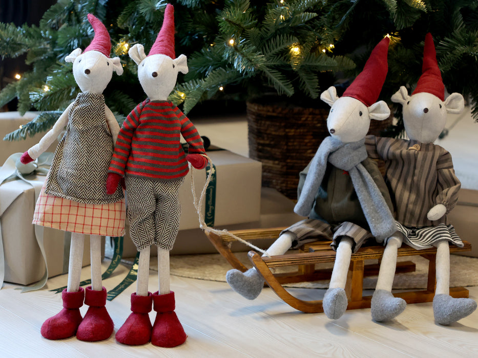 Slitta Decorativa in Legno Naturale con Corda in Juta – Chic Antique – 10 x 38 x 17,5 cm