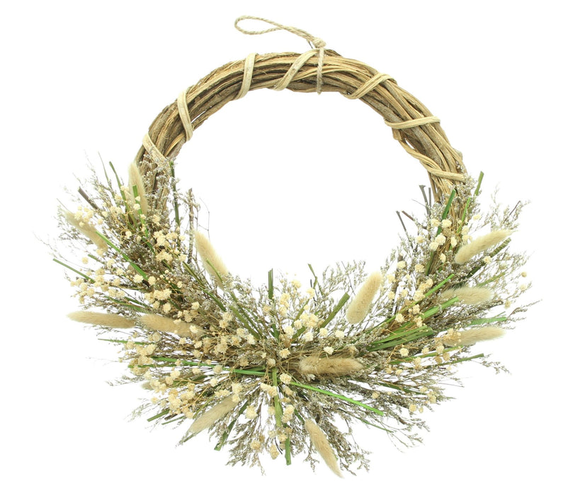 Corona Naturale con Fiori Secchi su Base in Salice 40 cm