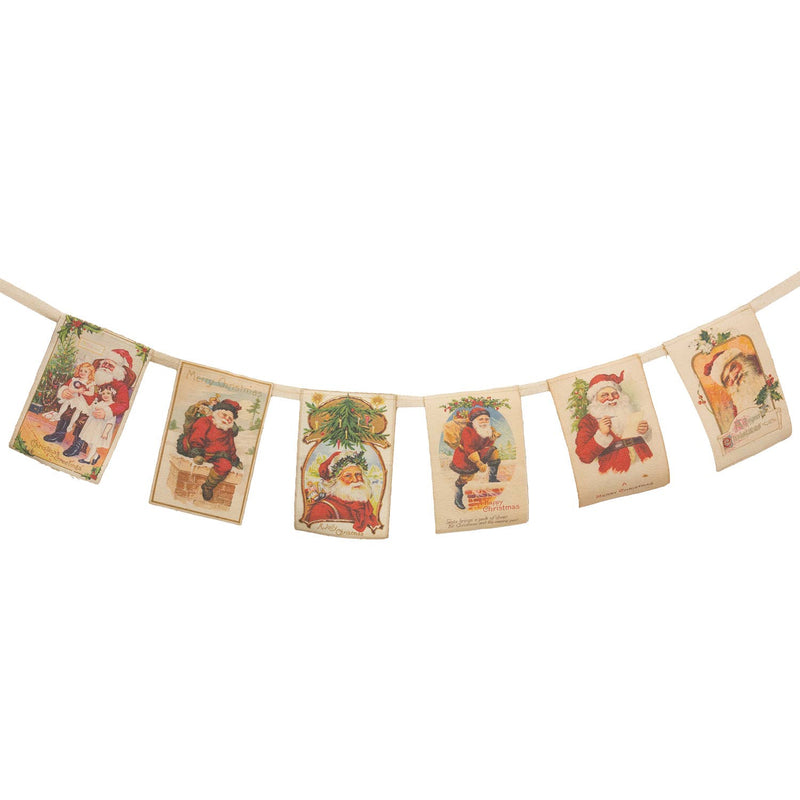 Ghirlanda di Cartoline di Natale Vintage in Tessuto – 114 cm
