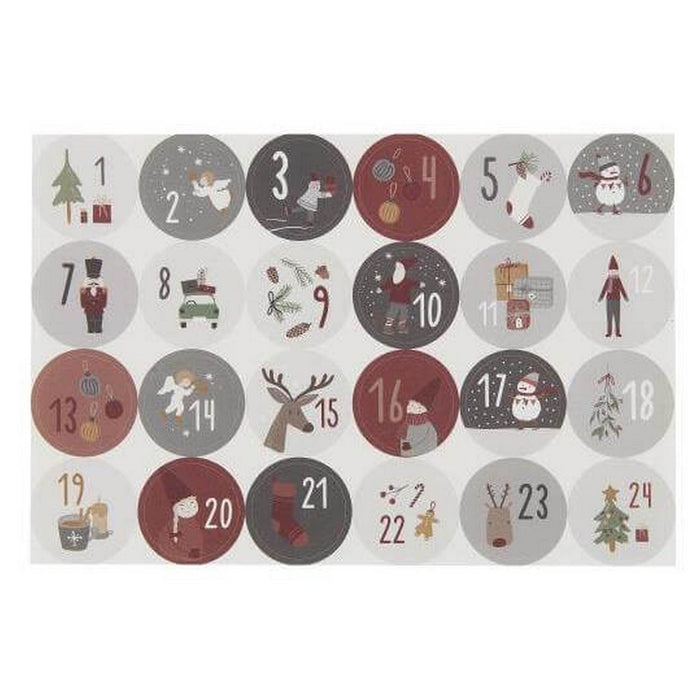 Foglio Con 24 Adesivi Per Calendario Di Natale 1-24