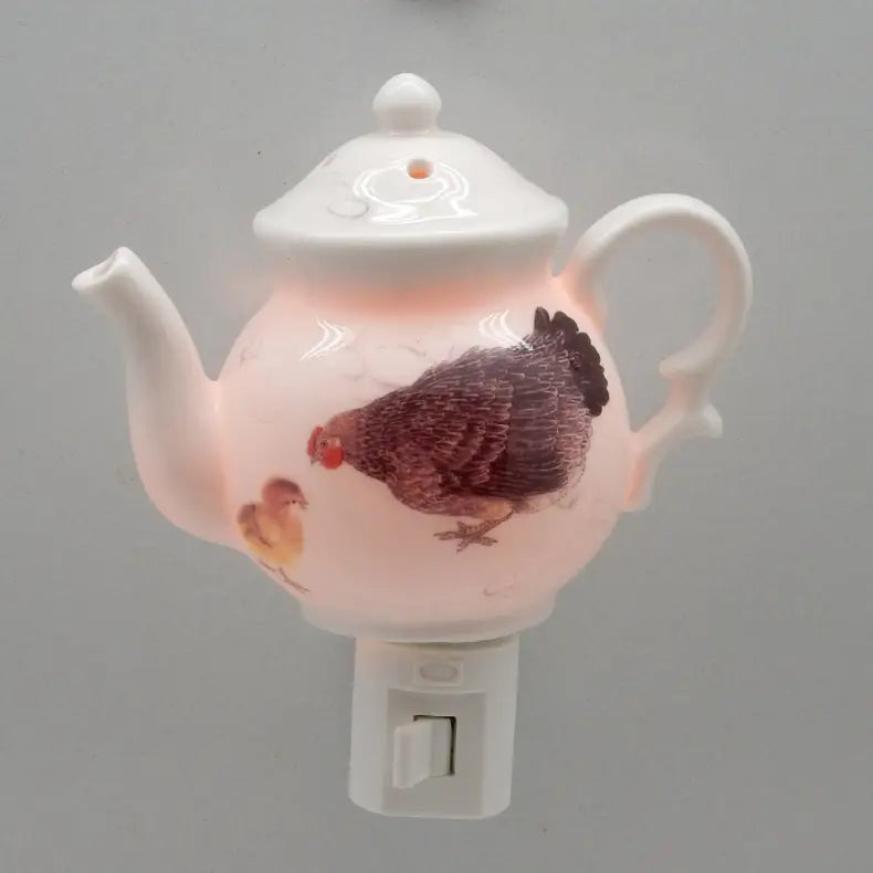 Lampada notturna Teiera Gallina in porcellana