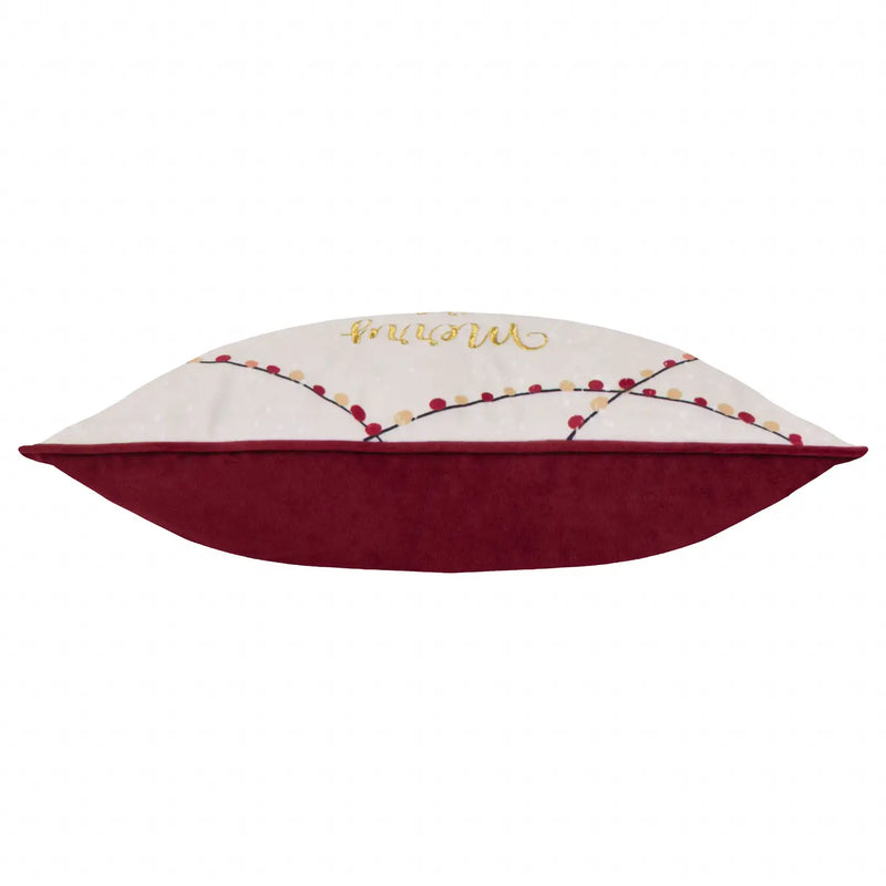 Cuscino Natalizio in Velluto Ricamato “Merry Christmas” – 30 × 50 cm