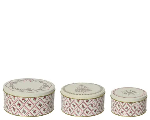 Set 3 Scatole Natalizie in Metallo Decorate
