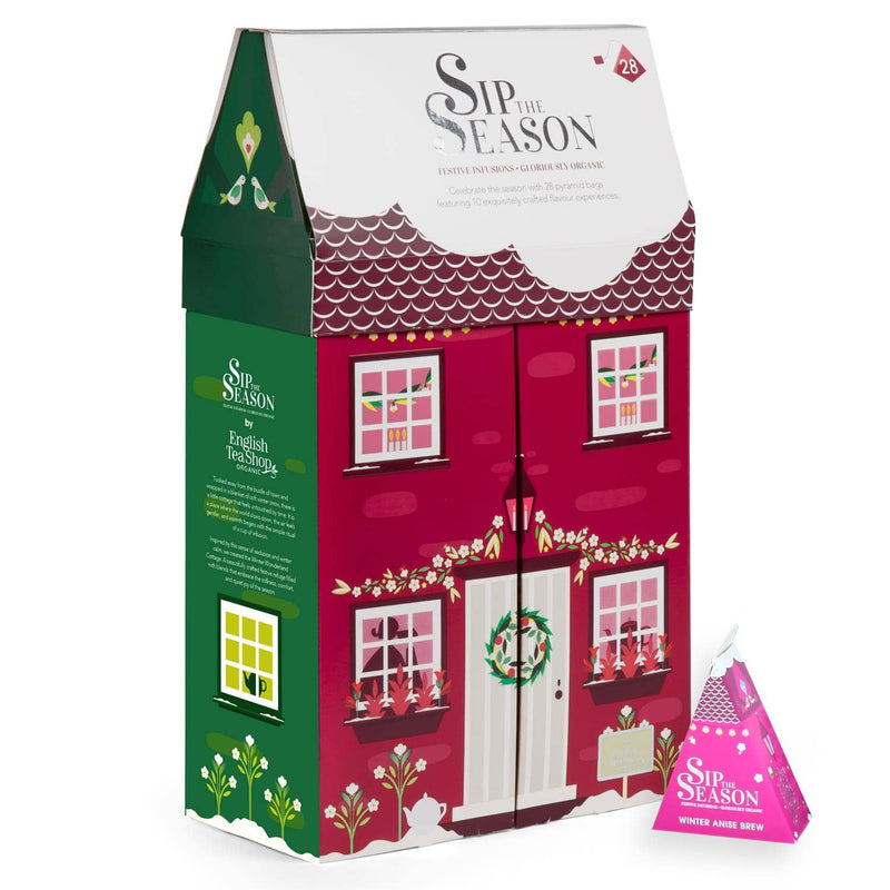 English Tea Shop - Set regalo di tè "Casa d'Inverno" biologico, 10 varietà, 28 bustine piramidali