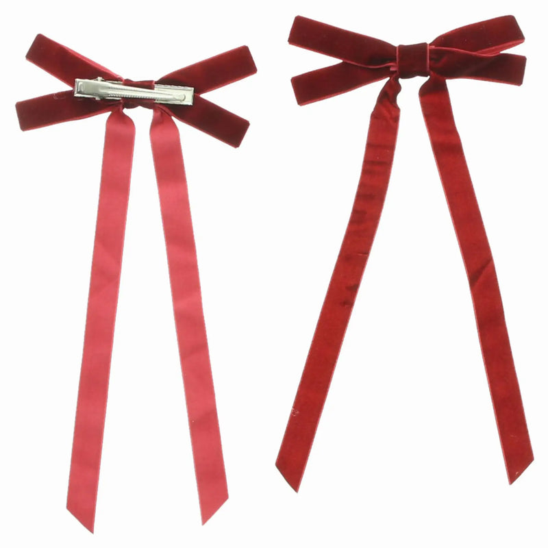 Set 12 Fiocchi Rossi in Velluto con Clip 12x22 cm