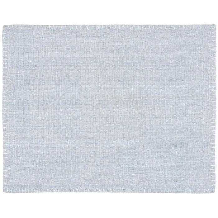 Tovaglietta blu polvere con cuciture bianche sul bordo
