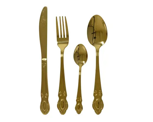 Set Posate Dorate 16 Pezzi in Acciaio Inox