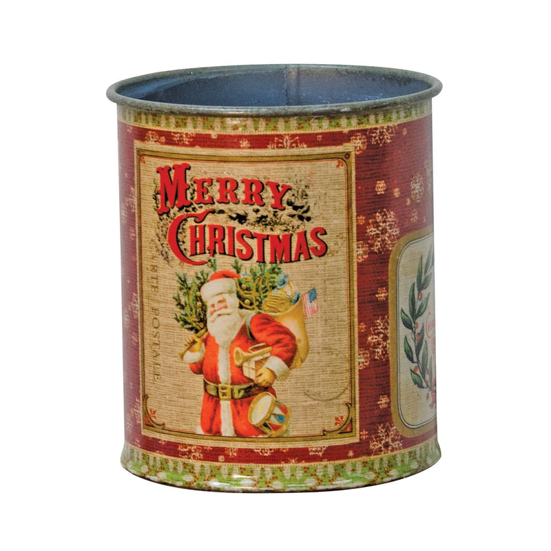 Barattolo di latta vintage con Babbo Natale