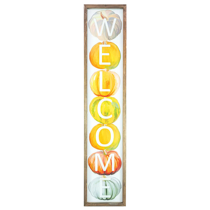 Insegna Verticale Welcome Autunnale in Legno