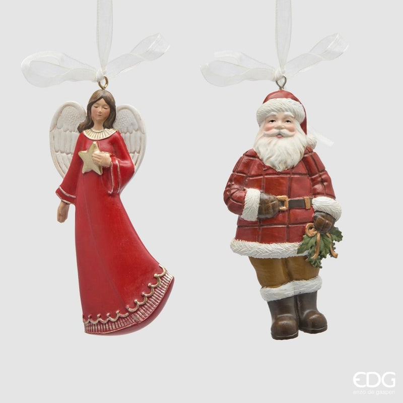 Set 2 Addobbi Natalizi Double Face Angelo e Babbo Natale 10 cm – EDG