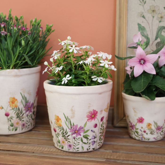 Flowerpot with Floral motif H 13.5 cm Chic Antique 