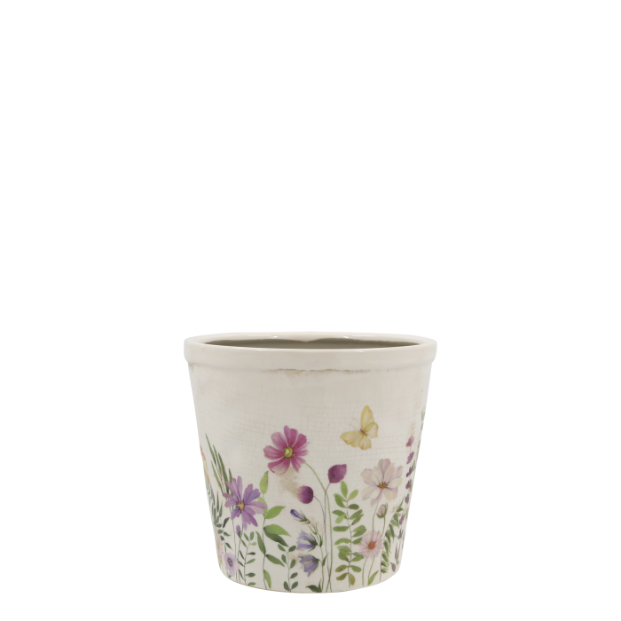 Flowerpot with Floral motif H 13.5 cm Chic Antique 