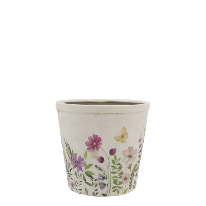 Flowerpot with Floral motif H 16 cm Chic Antique