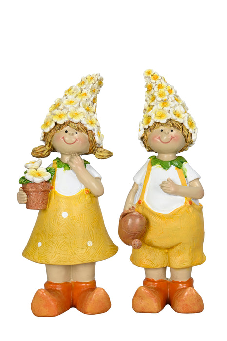 Set of 2 decorative statues Boys flowers